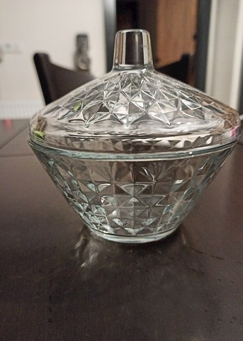 Parlak Kapaklı Cam şekerlik  yeni ürün hiç kullanılmamıştır - Görsel 5