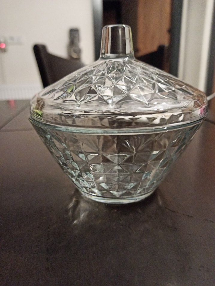 Parlak Kapaklı Cam şekerlik  yeni ürün hiç kullanılmamıştır - Görsel 5