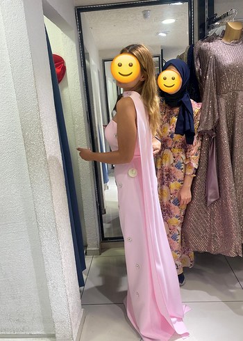 Pembe Straplez Uzun Abiye Elbise - Görsel 3