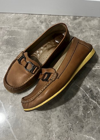 Kahverengi Tokalı Deri Kadın Babet - Görsel 2