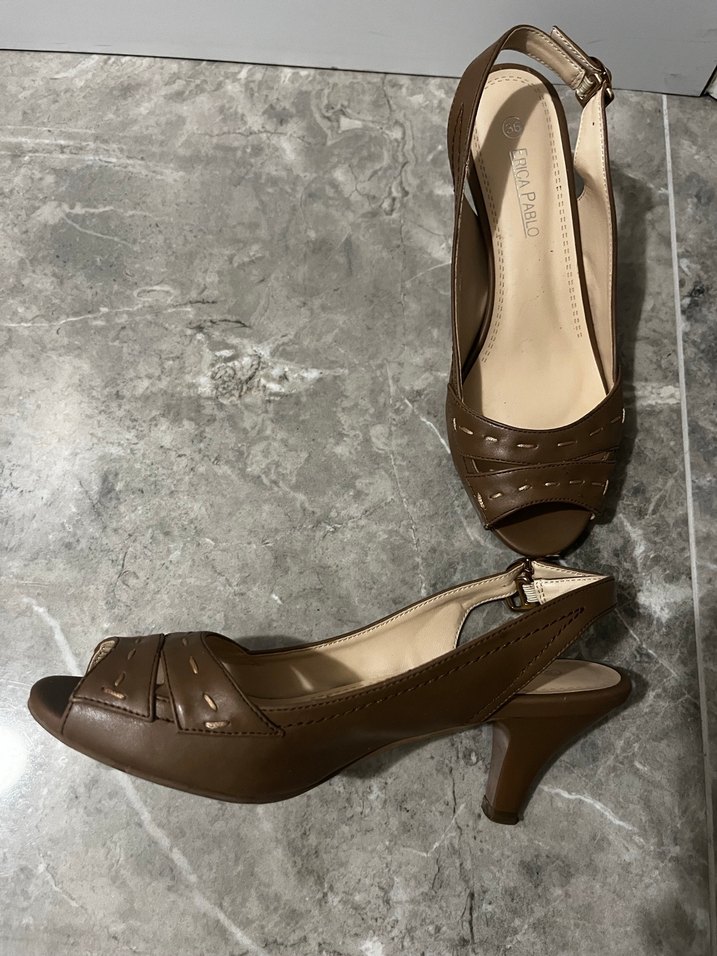 Kahve Deri Kadın Dolgu Topuklu Sandalet - Görsel 3