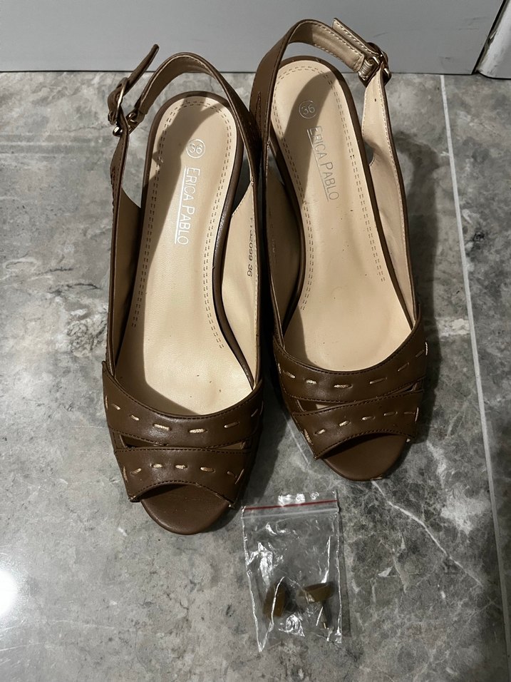 Kahve Deri Kadın Dolgu Topuklu Sandalet - Görsel 2