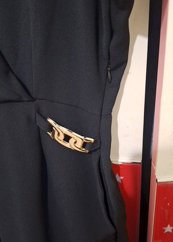 Siyah Kadın kısa kollu uzun tulum - Görsel 3