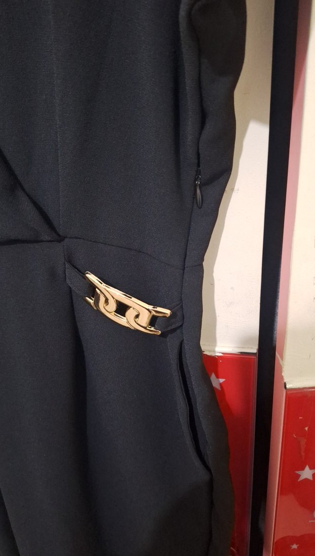 Siyah Kadın kısa kollu uzun tulum - Görsel 3