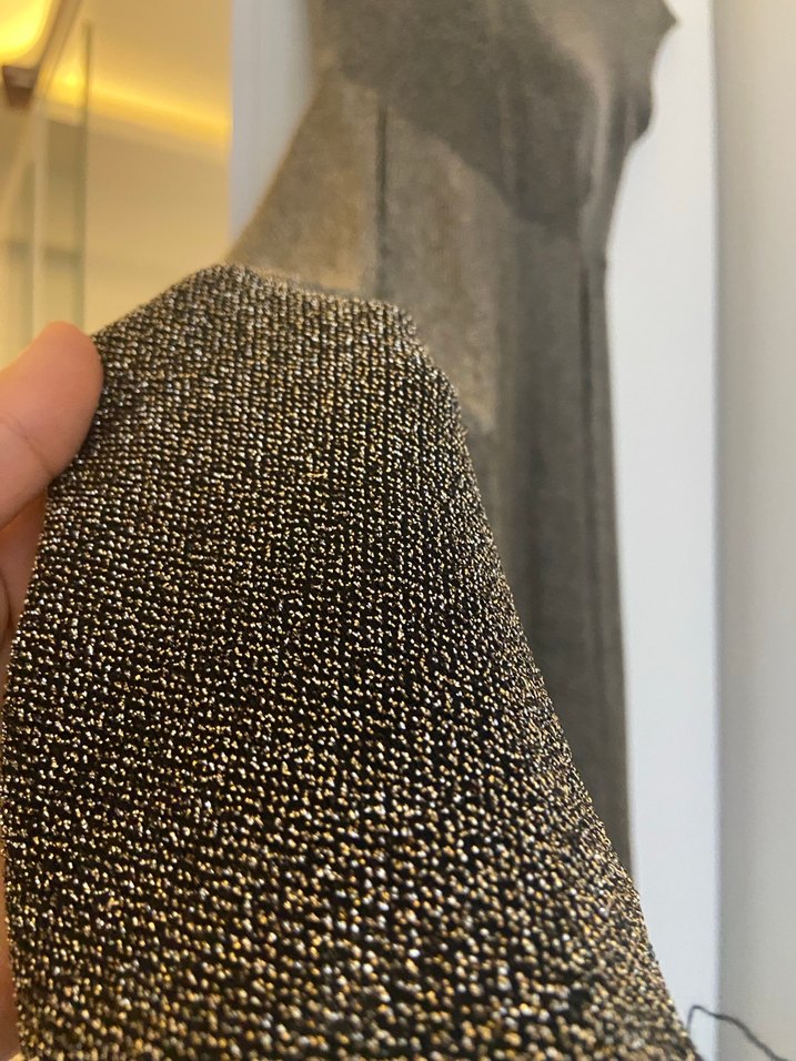 Gri Midi V Yaka Kadın Elbise - Görsel 4