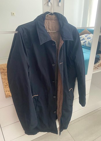 Düğmeli Mavi Erkek Midi Ceket - Görsel 3