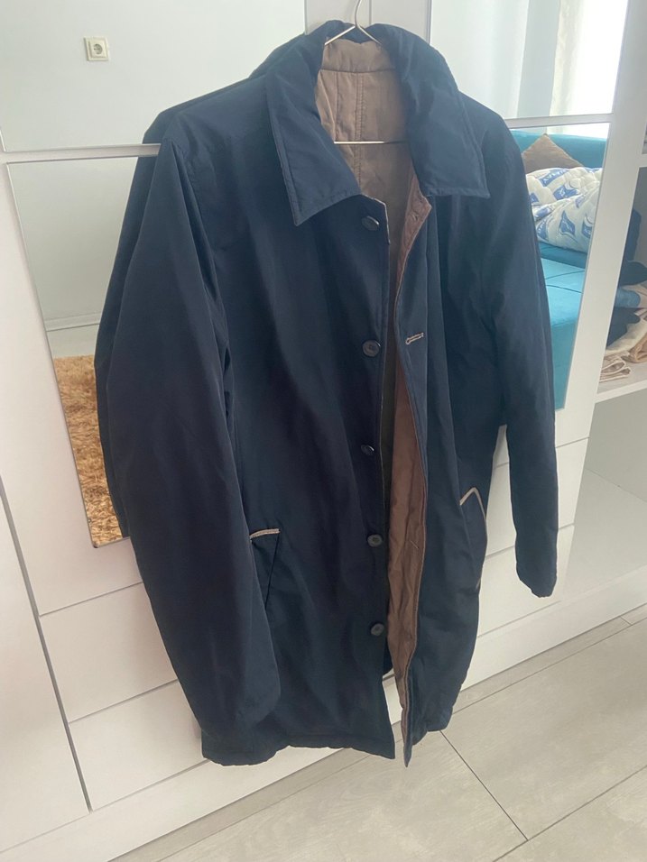 Düğmeli Mavi Erkek Midi Ceket - Görsel 2