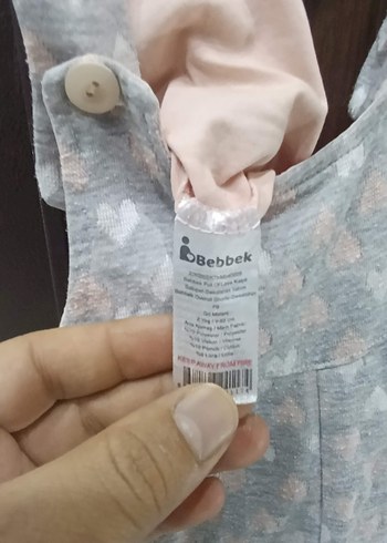 e bebek Kızlar için Gri Düğmeli Tulum - Görsel 3