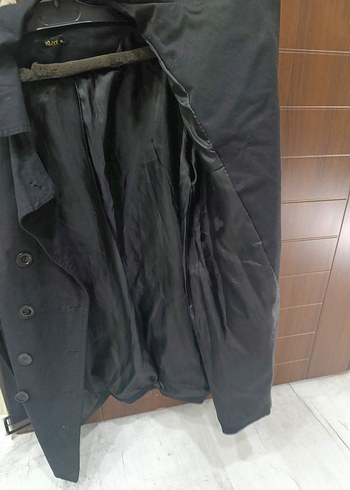 Düğmeli Siyah Kadın Trençkot - Görsel 4