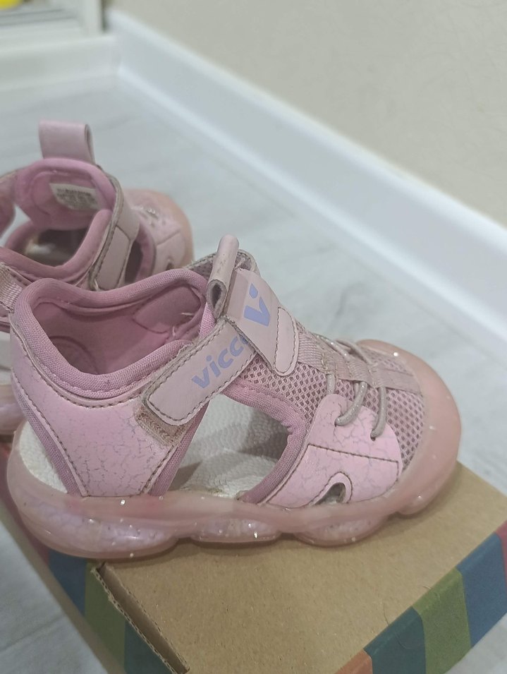 vicco ışıklı sandaletKız Çocuk Pembe Cırtlı Sneakers - Görsel 3