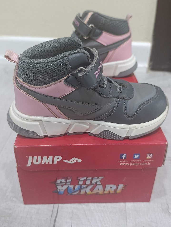Jump kids Gri Çocuk Spor Ayakkabı Velcro - Görsel 4