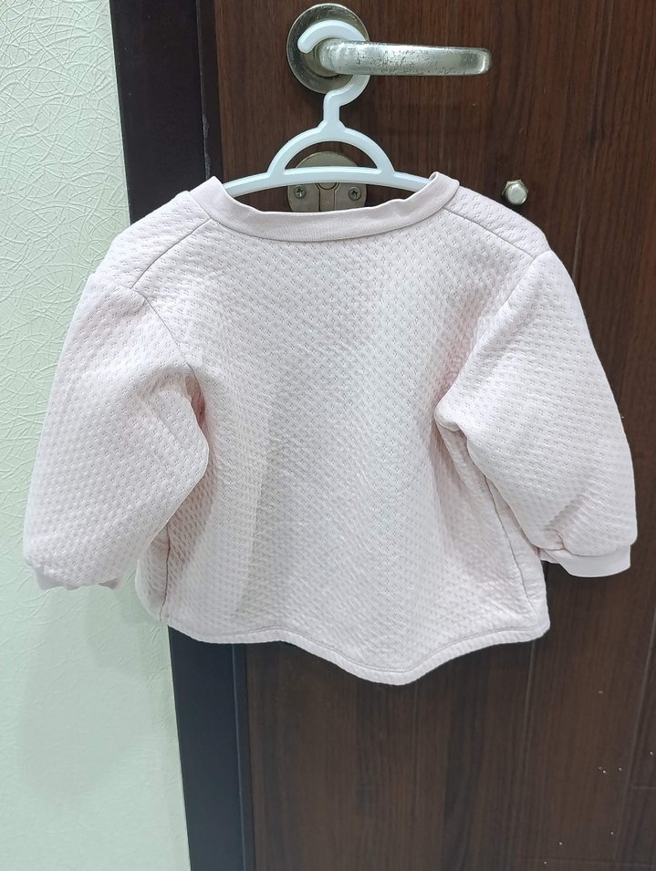 hello baby Kız Çocuk Düğmeli Pembe Pamuk Hırka - Görsel 2