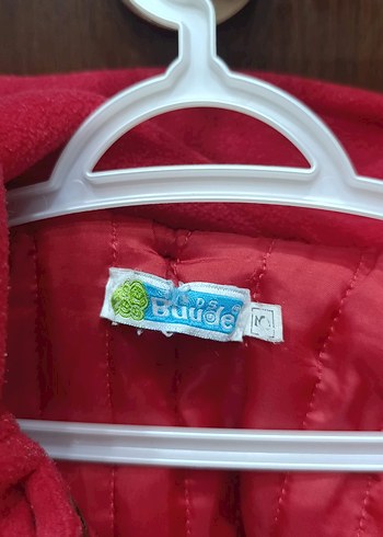 baby buude Kız Çocuk Kırmızı Düğmeli Kaban - Görsel 3