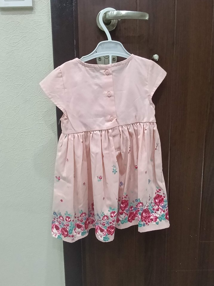 Pembe Çiçekli Kız Çocuk Elbise - Görsel 2