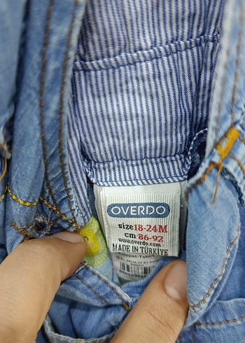 overdo Renkli Batik Desenli Kız Kot Tulum - Görsel 3