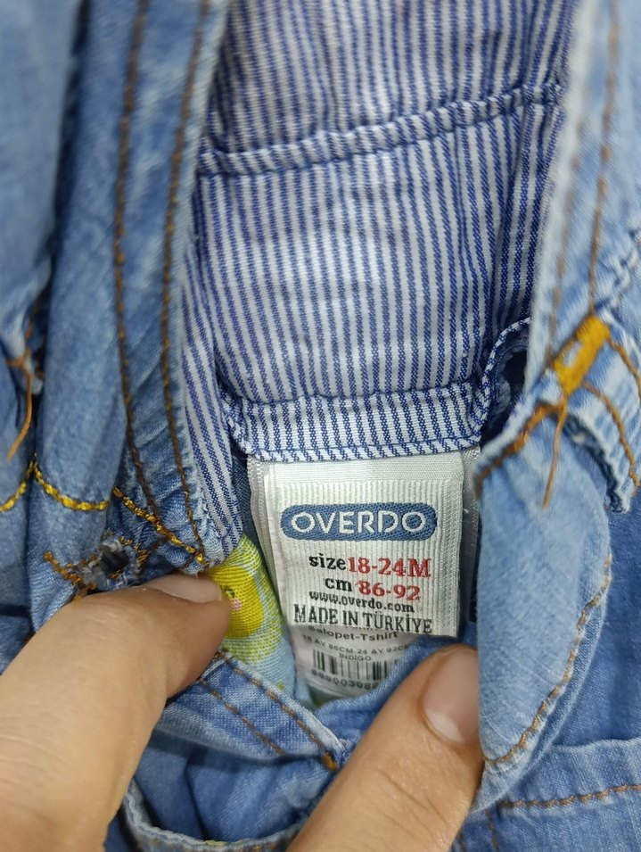 overdo Renkli Batik Desenli Kız Kot Tulum - Görsel 3