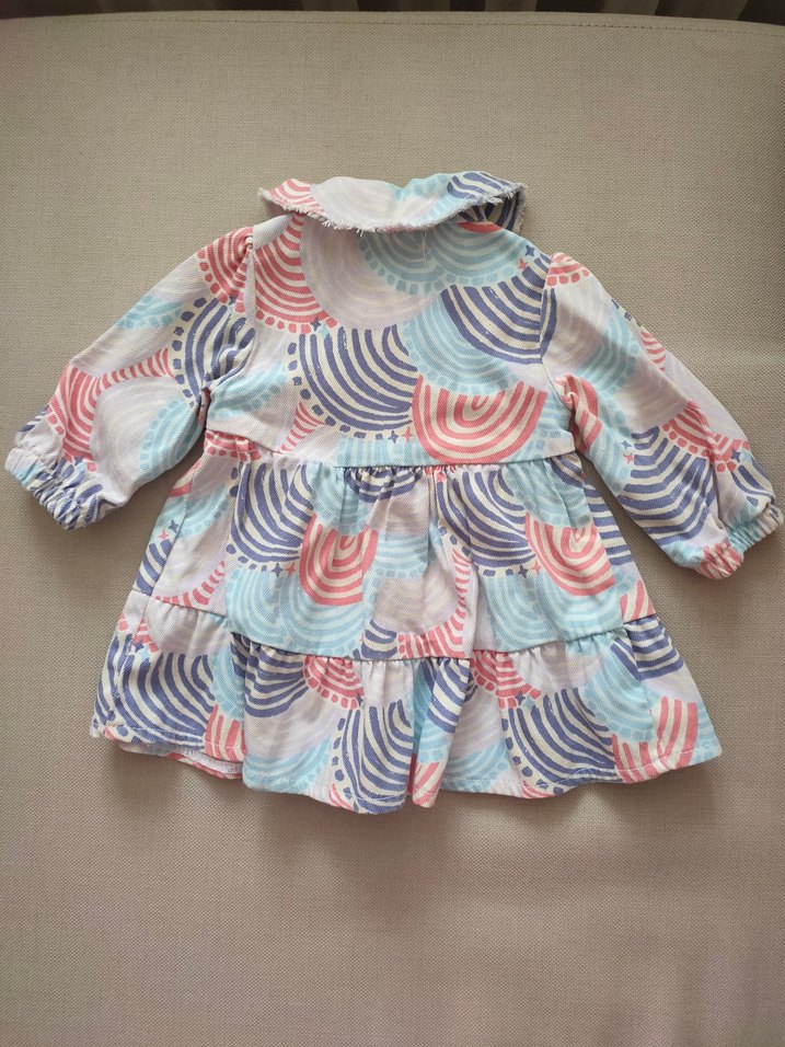 Uzun Kollu Çok Renkli Kız Elbisesi - Görsel 2