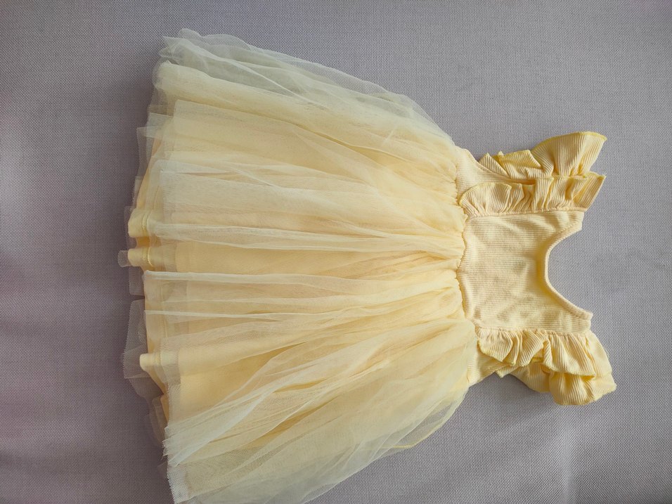 Sarı Fırfırlı Kız Çocuk Elbisesi - Görsel 2