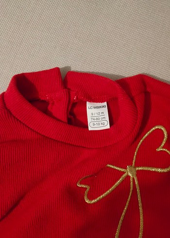 Kız Çocuk Kırmızı Uzun Kollu Elbise - Görsel 3