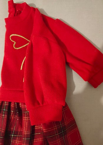 Kız Çocuk Kırmızı Uzun Kollu Elbise - Görsel 4