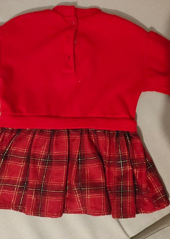 Kız Çocuk Kırmızı Uzun Kollu Elbise - Görsel 2