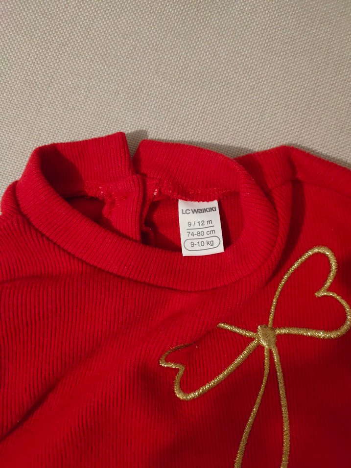 Kız Çocuk Kırmızı Uzun Kollu Elbise - Görsel 3