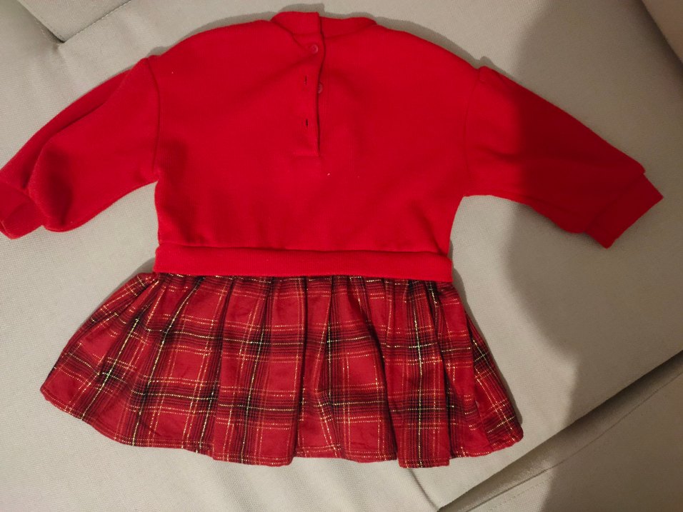 Kız Çocuk Kırmızı Uzun Kollu Elbise - Görsel 2