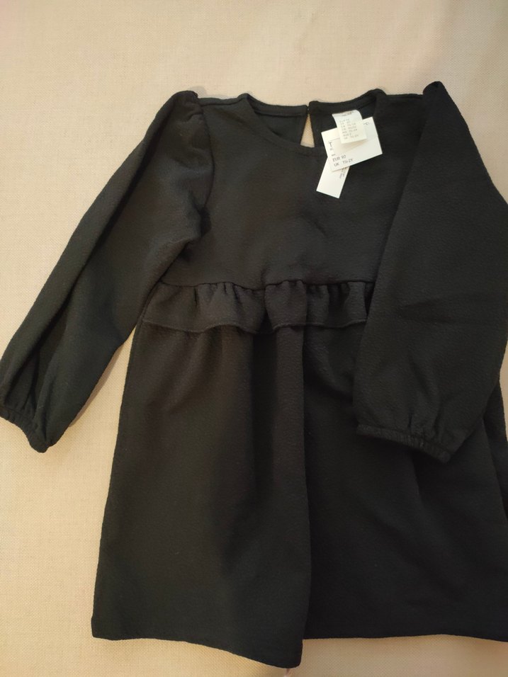 Kız Çocuk Siyah Uzun Kollu Fırfırlı Elbise - Görsel 4