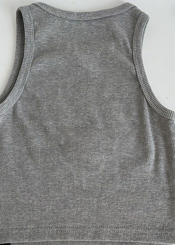 Gri Brooklyn Nets Baskılı Crop Top Slim fit baskılı halter atlet - Görsel 2