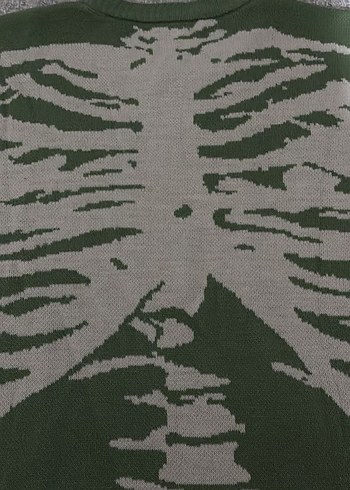 Yeşil arkası iskelet desenli oversize kazak unisex - Görsel 2