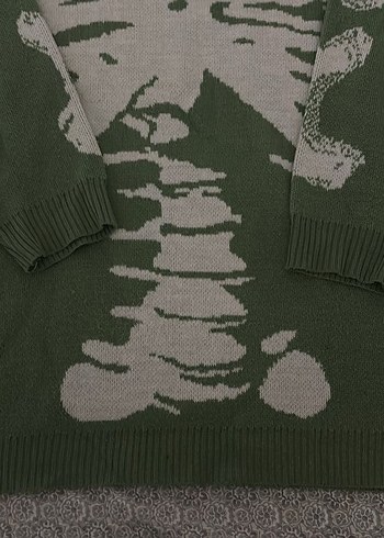 Yeşil arkası iskelet desenli oversize kazak unisex - Görsel 6