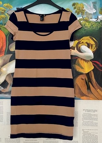 H&M Taba Lacivert Elbise - Görsel 4