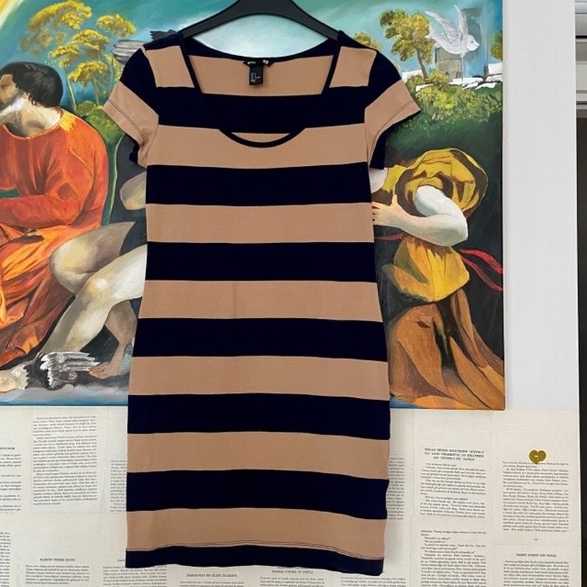 H&M Taba Lacivert Elbise - Görsel 4