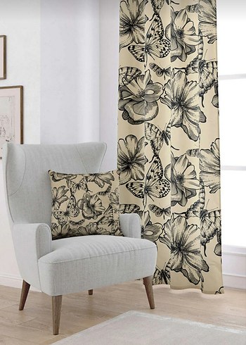 Gri Çiçek Desenli Modern Perde - Görsel 2