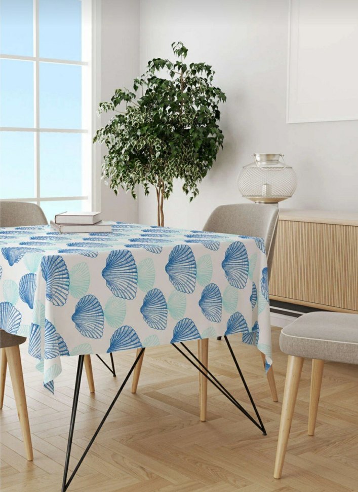 Pastel Mavi Desenli Modern Masa Örtüsü 140x130cm - Görsel 2
