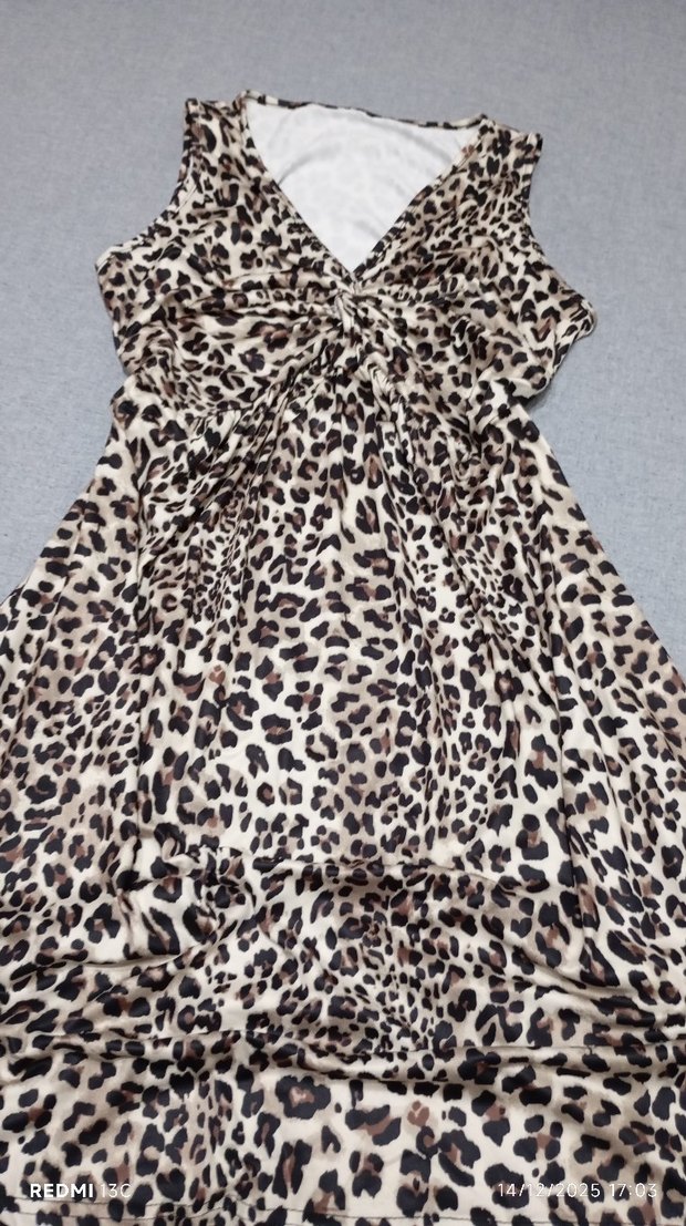 Günlük leopar desenli elbise - Görsel 3