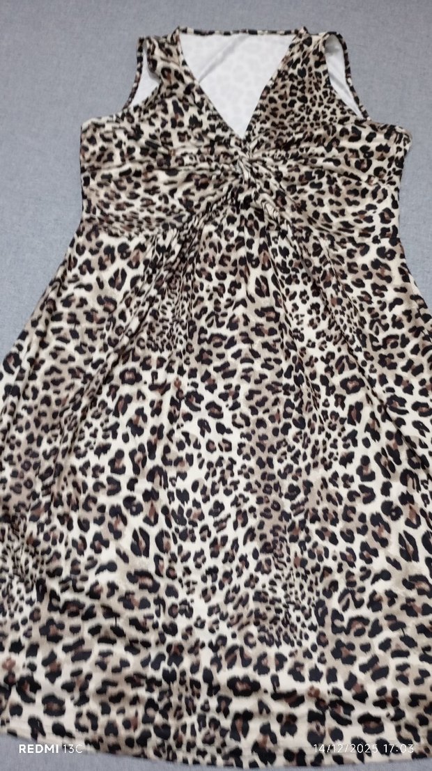 Günlük leopar desenli elbise - Görsel 4