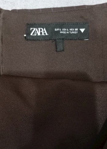 Zara Kadın Kahverengi çizgili mini elbise - Görsel 4