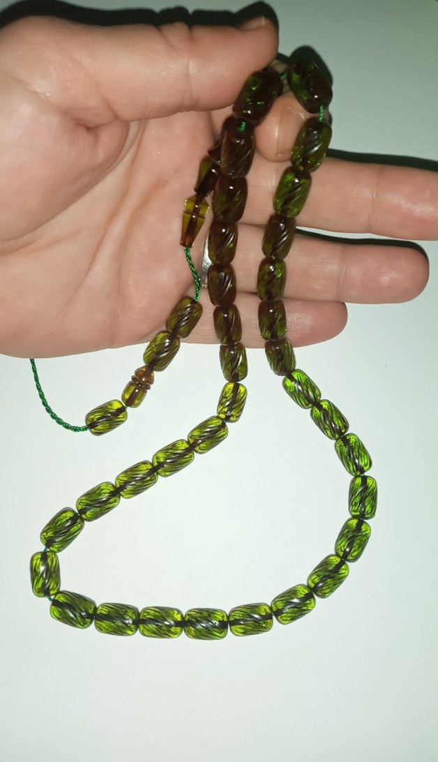 Antika Sıkma Kehribar Tesbih - Görsel 5