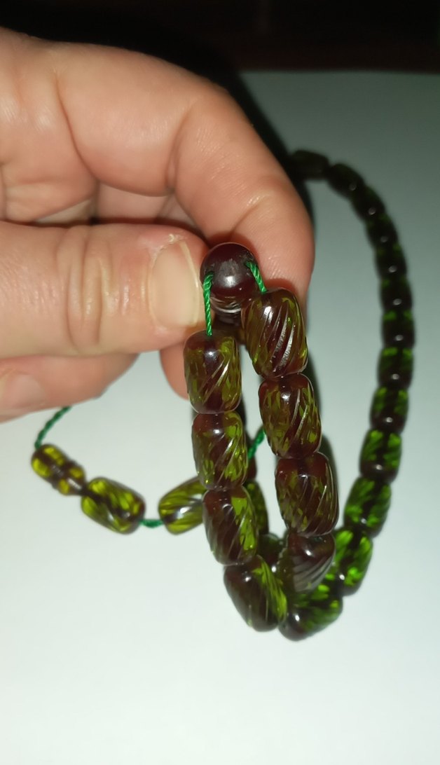 Antika Sıkma Kehribar Tesbih - Görsel 2