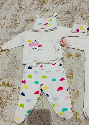 Nakışlı Dantel Detaylı Beyaz Bebek Kız Takımı - Görsel 2