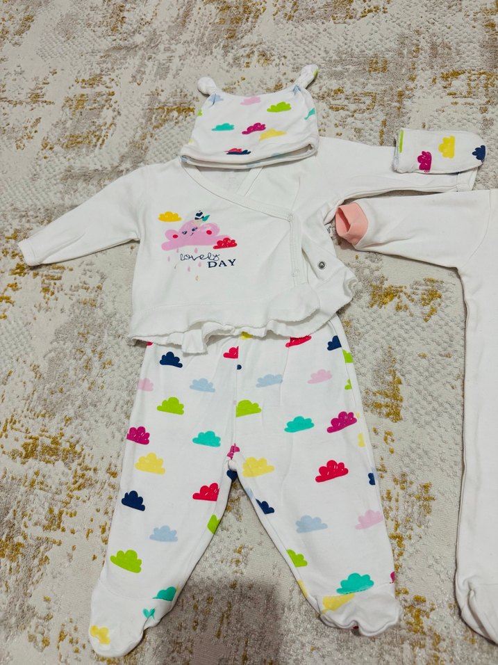 Nakışlı Dantel Detaylı Beyaz Bebek Kız Takımı - Görsel 2