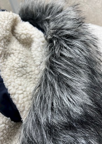 Lacivert Rus Kürklü Kadın Kışlık Mont - Görsel 3