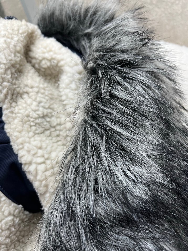 Lacivert  Rus Kürklü Kadın Kışlık Mont - Görsel 3