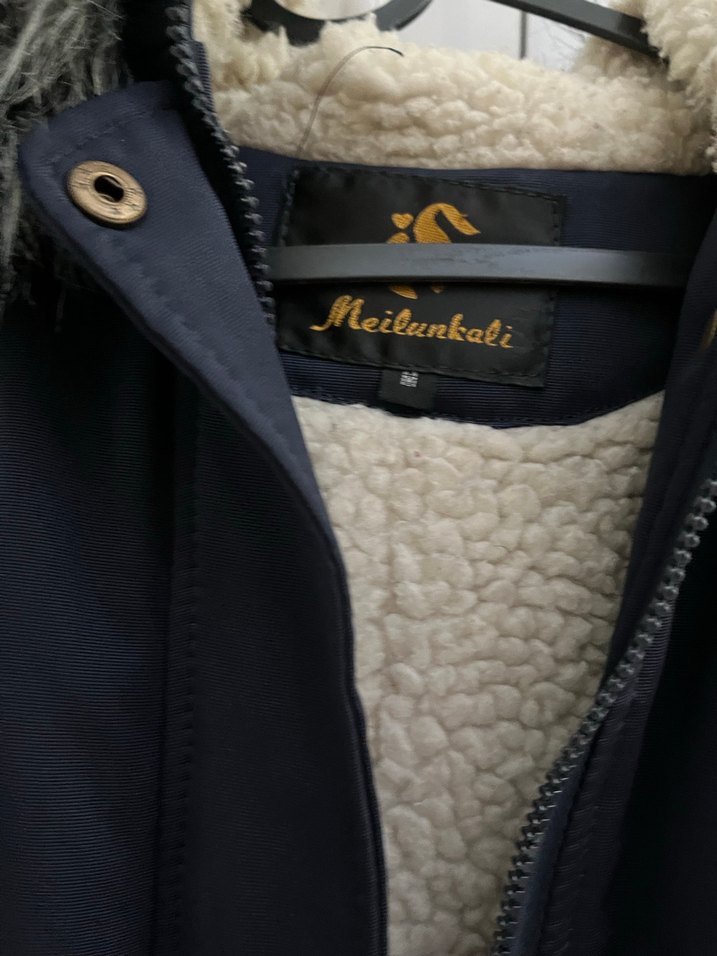 Lacivert  Rus Kürklü Kadın Kışlık Mont - Görsel 2