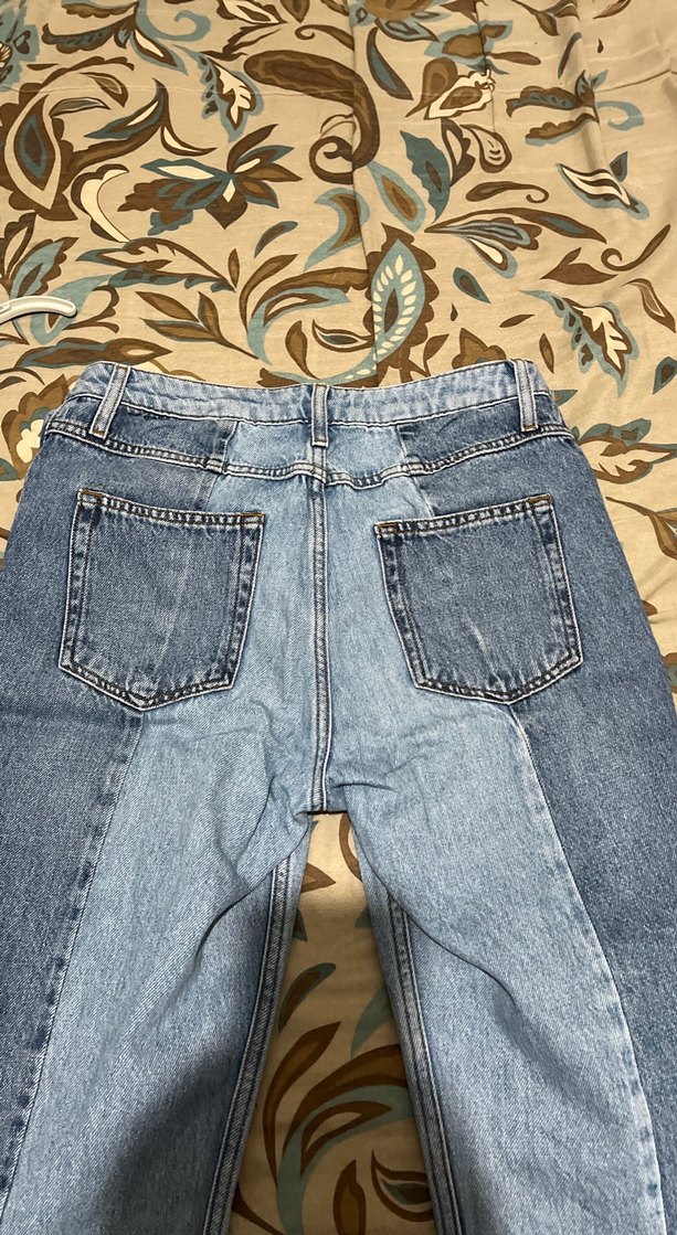 Kadın Mavi Bol Kesim Midi Boy Kot Pantolon - Görsel 3