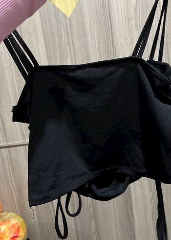 Siyah Drapeli Mini Halter Yaka Bustiyer - Görsel 3