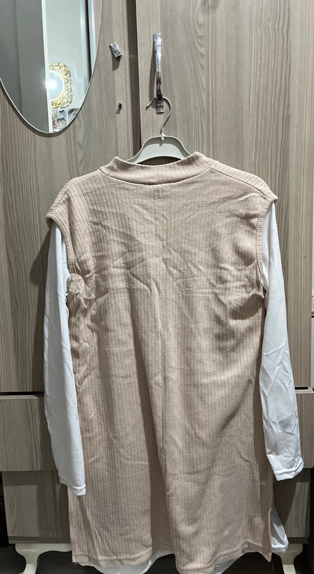 Bej Triko Kadın Kazak Uzun Kollu - Görsel 2