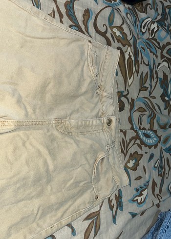 Bej Renk Düğmeli Salaş Denim Pantolon - Görsel 2