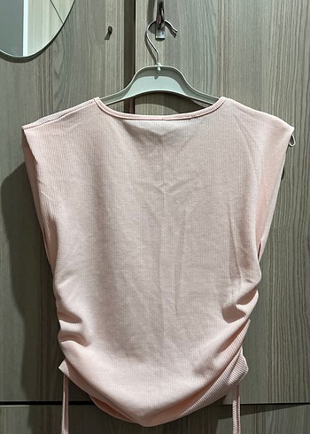 Pembe Kolsuz Keten Mini Bluz - Görsel 4